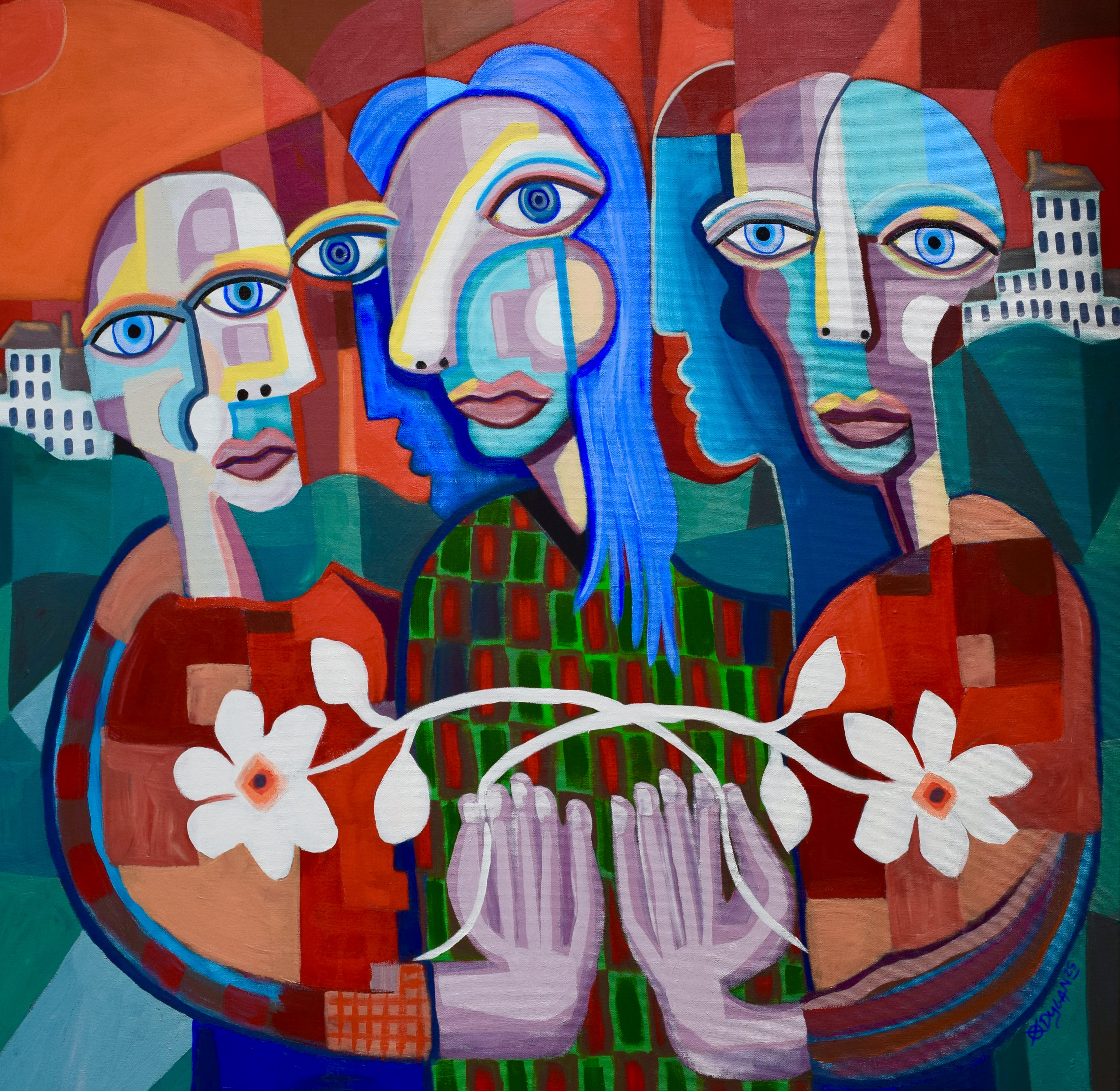 The Dawn Chorus (100 x 100 cm) Acrylic on canvas