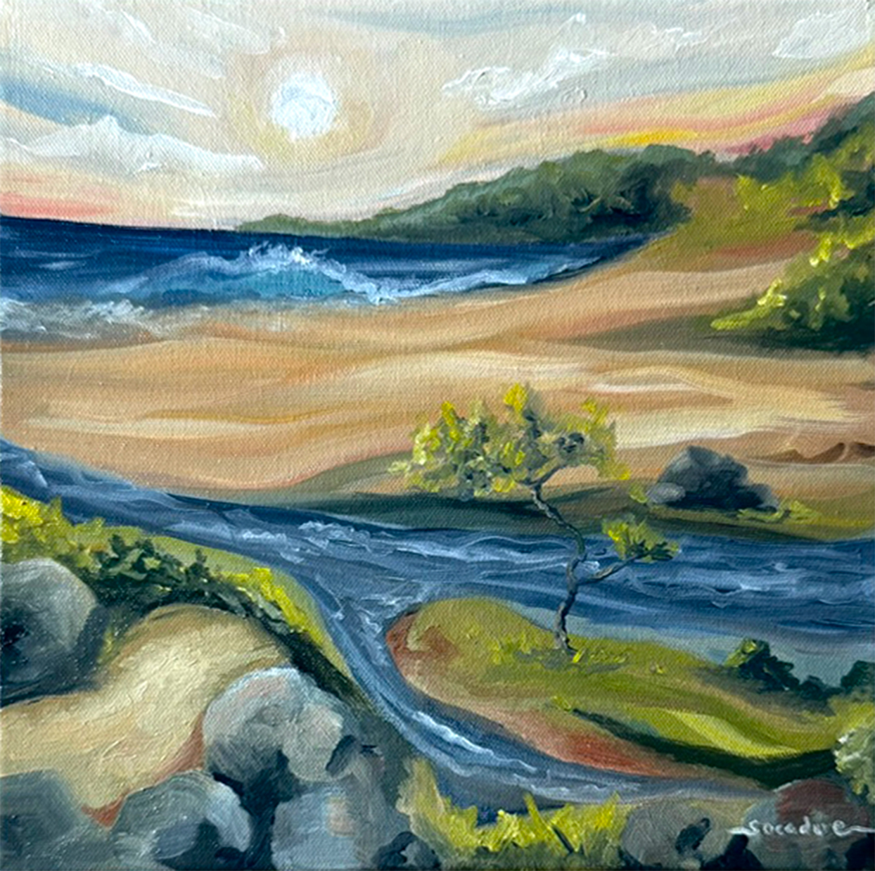 The River Meets the Sea at Sunset