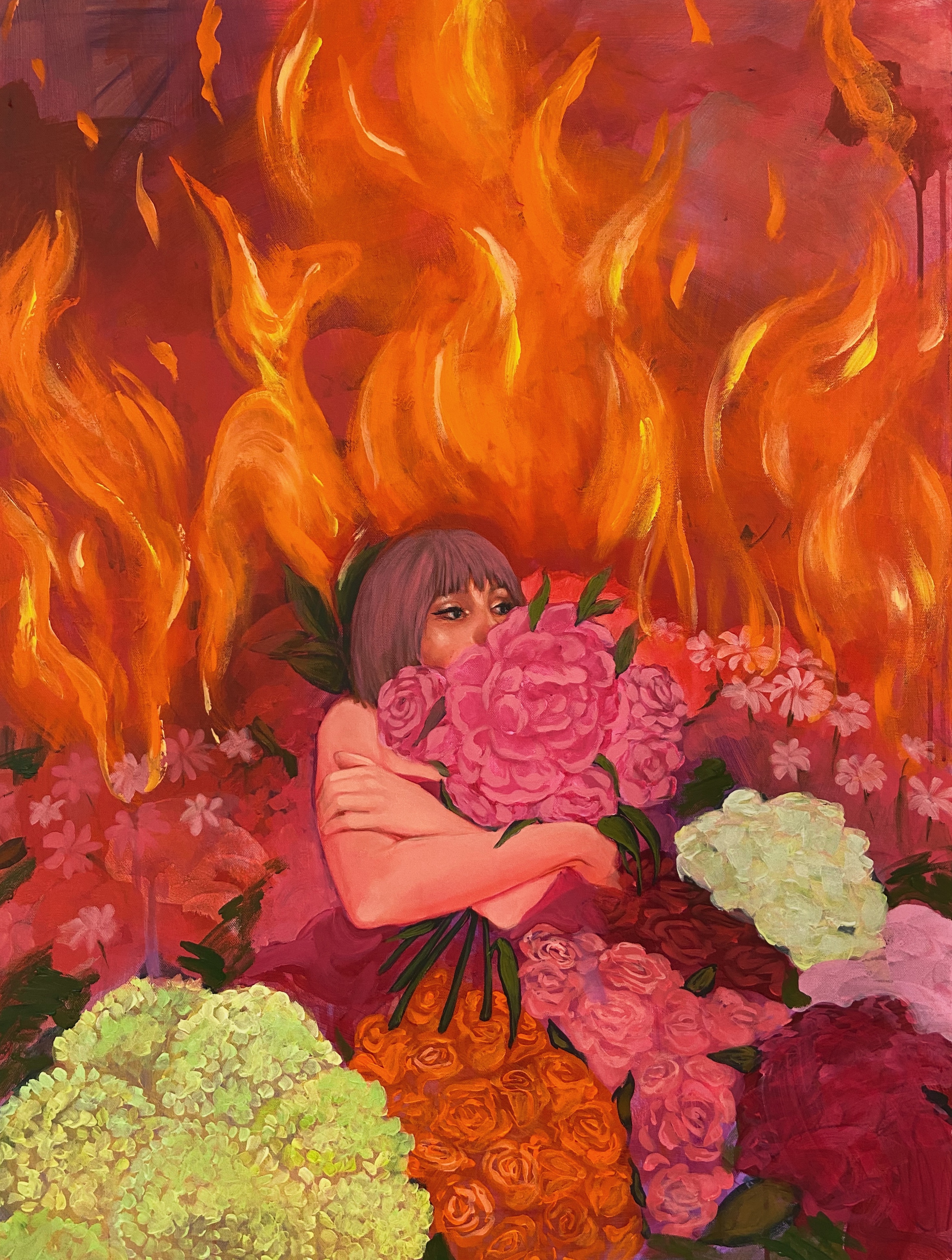World On Fire Stretched Canvas Giclee Print